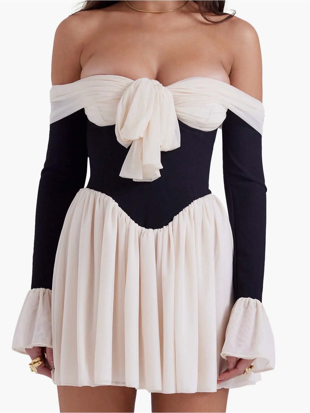 House of CB black and Crème Alana Dress - Picture 4 of 9